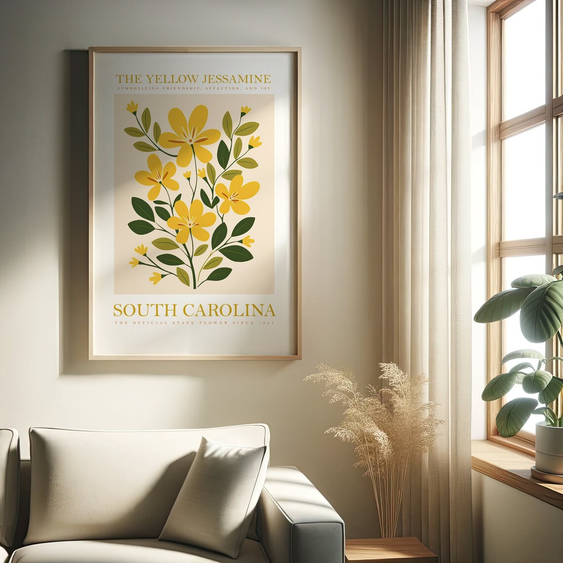 South Carolina Yellow Jessamine Floral Art Print