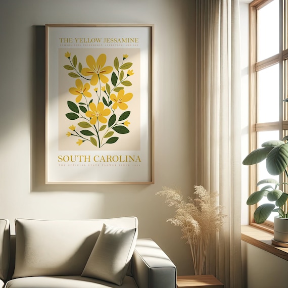 South Carolina Yellow Jessamine Floral Art Print