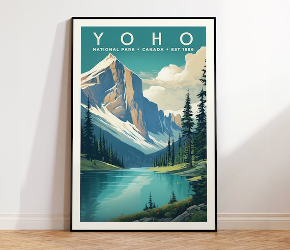 Yoho National Park Canada Est 1886 Vintage Mountain Travel Poster