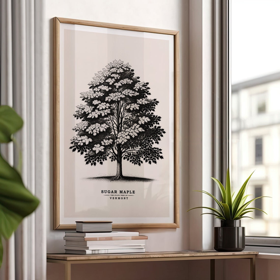 Sugar Maple Vermont State Tree Vintage Botanical Sketch Poster Art