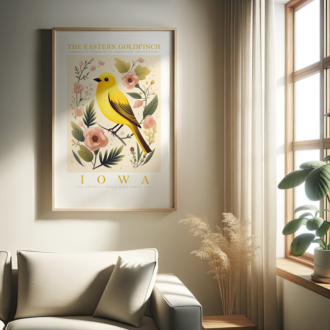Iowa State Goldfinch Art Print, Trendy Cute Poster