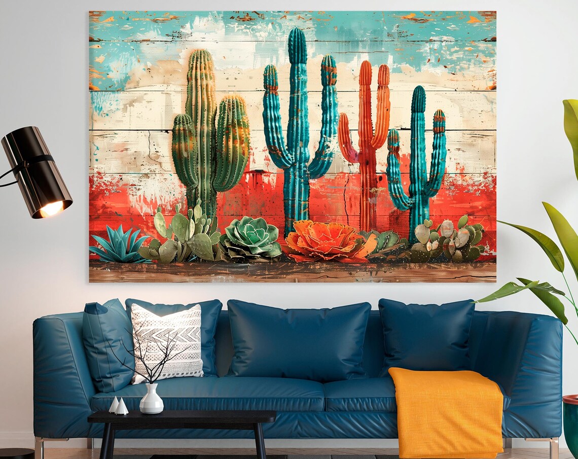 Saguaro Cactus, Southwestern Boho Wall Art Print