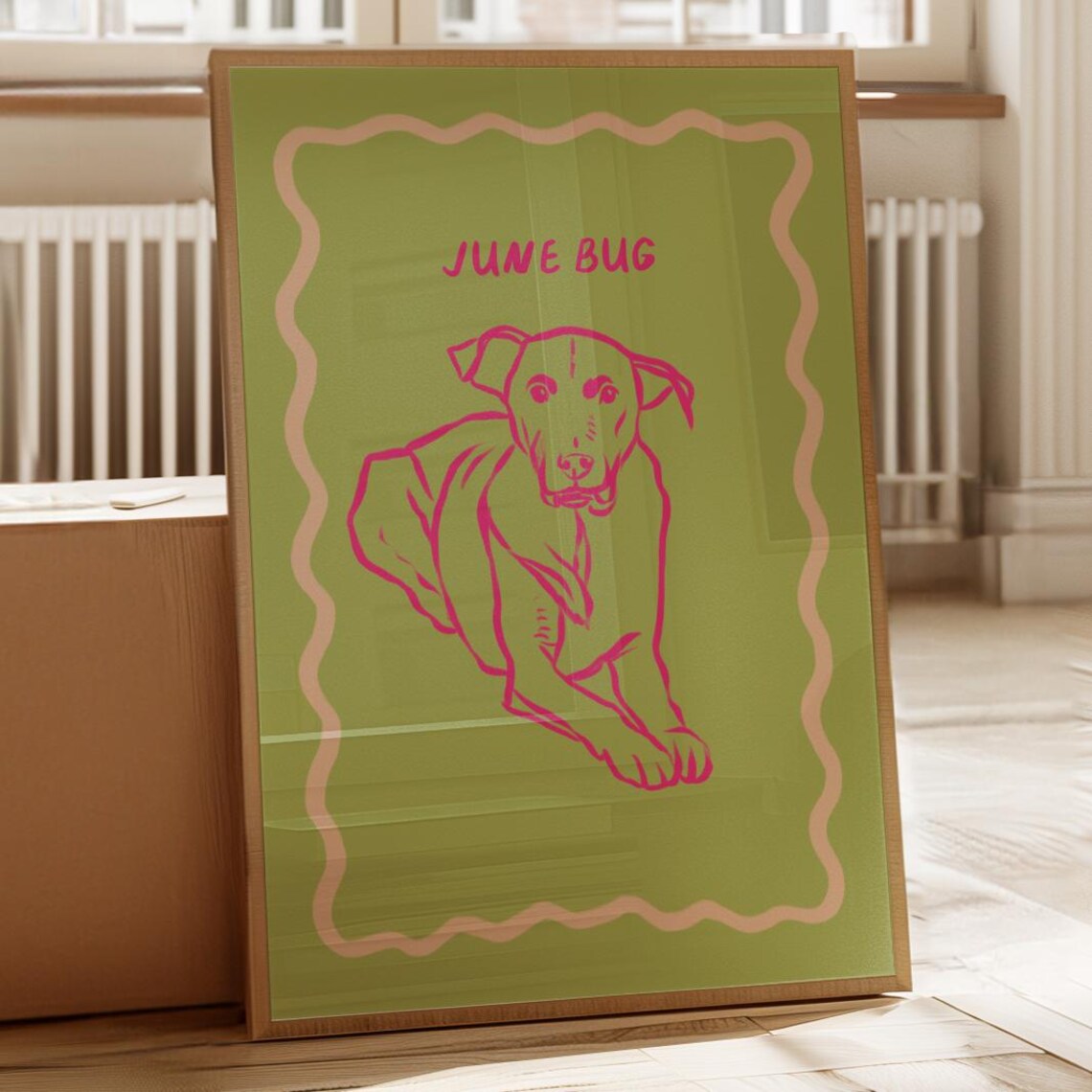 Funny Keyla Standing Dog Minimalist Line Drawing Portrait Print - Image 2