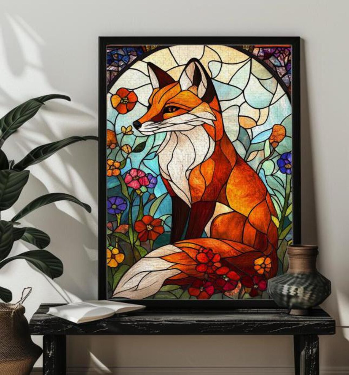 Stained Glass Fox Jigsaw Puzzle, Fox Wall Art Decor - Image 4