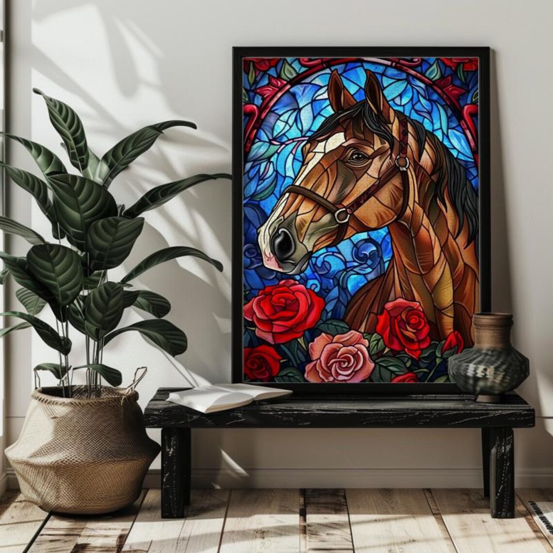 Stained Glass Horse Jigsaw Puzzle Art Print - Image 2
