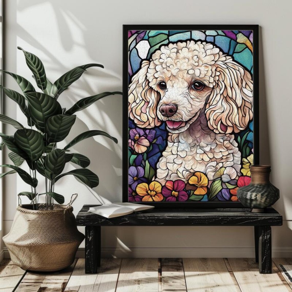 Stained Glass Poodle Puzzle, Dog Lover Art Print - Image 2