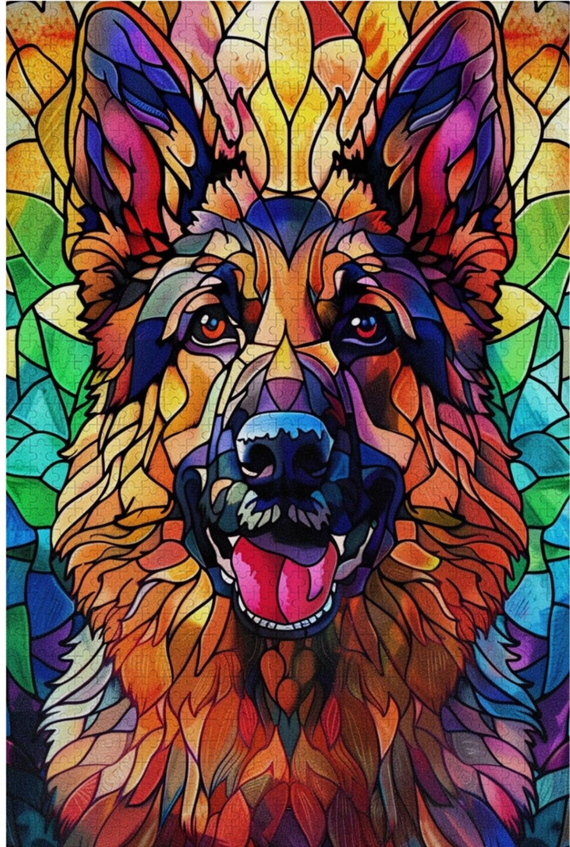 German Shepherd Stained Glass Puzzle Art Print - Image 3