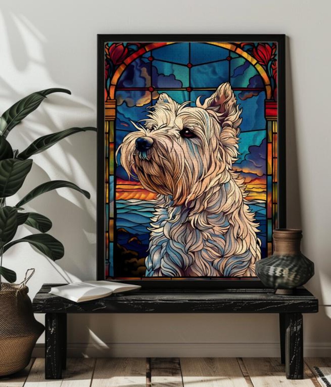 Stained Glass West Highland Terrier Dog Art Print - Image 4