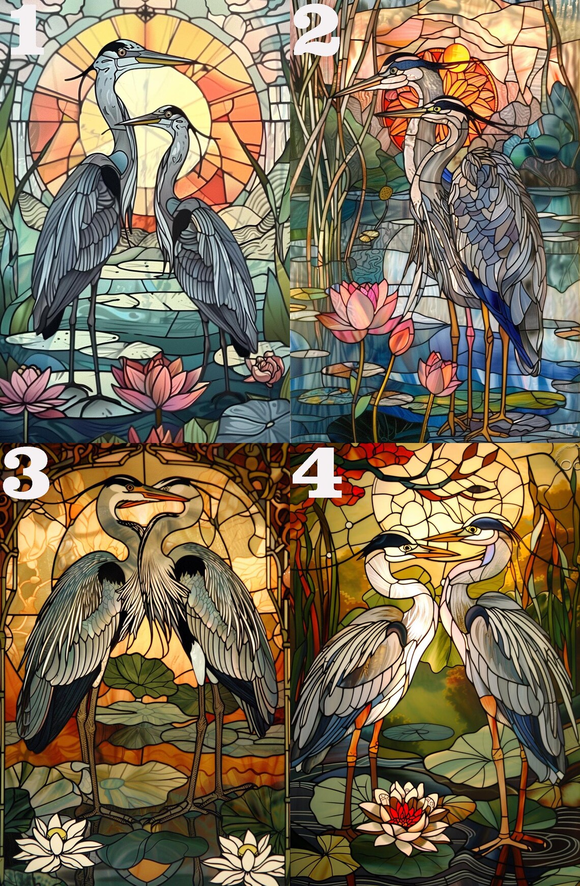 Stained Glass Heron Puzzle Art, Couple Gift - Image 4