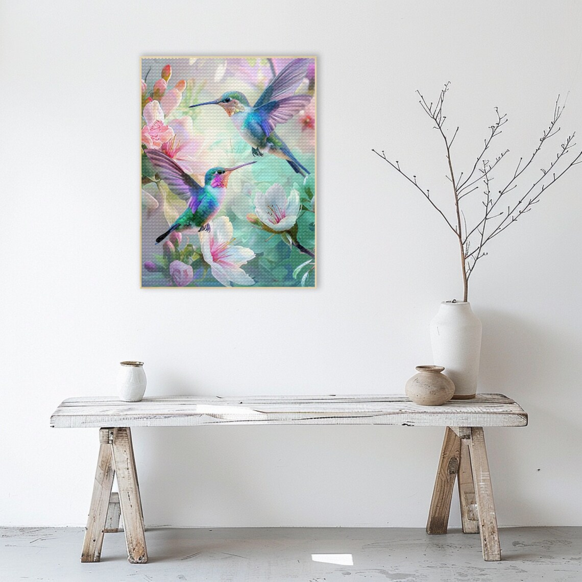 Personalized Hummingbird Flowers Diamond Art Print - Image 4