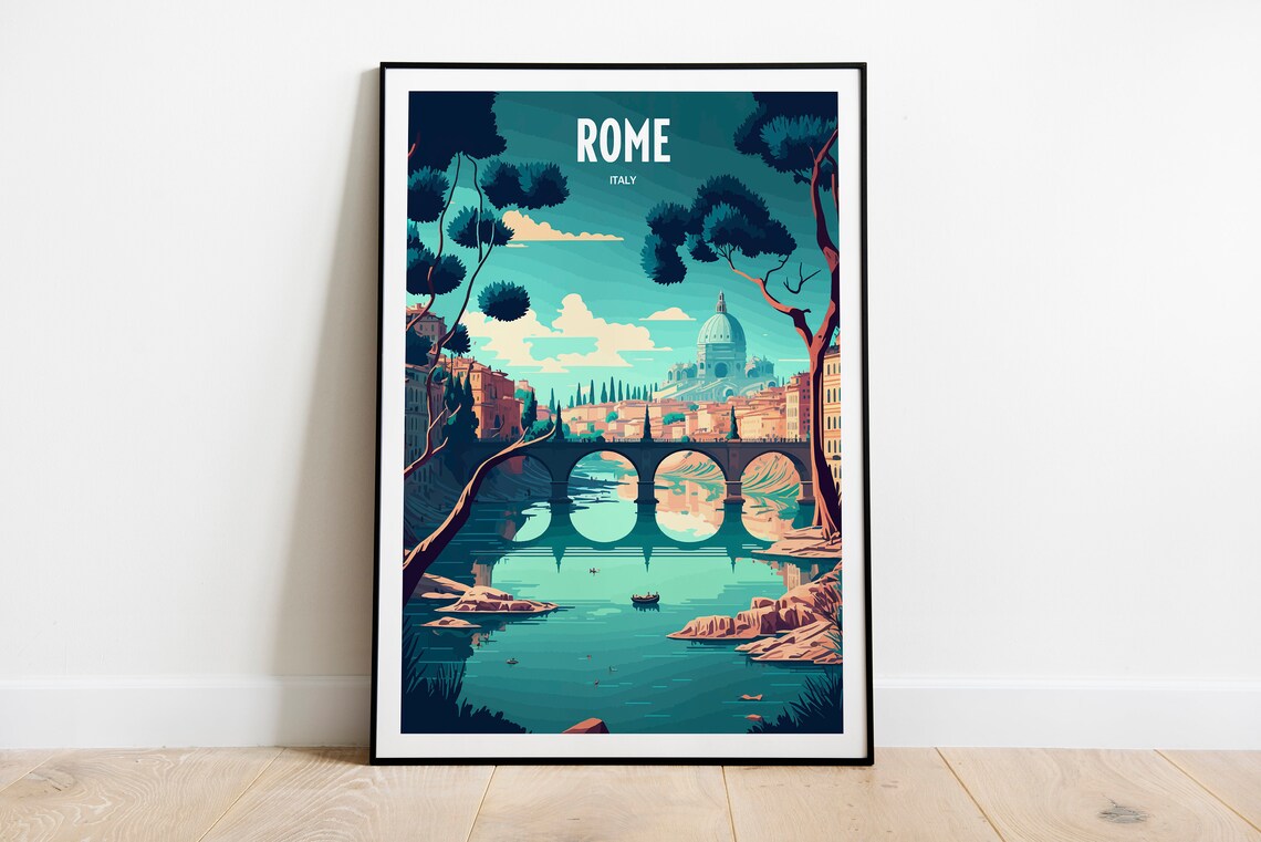 Rome River Travel Print, St Peters Basilica