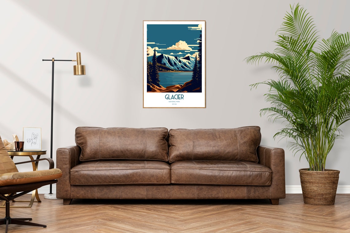 Glacier National Park Travel Print National Park Travel Art Glacier Travel Print Usa National Park Glacier Travel Poster - Image 3