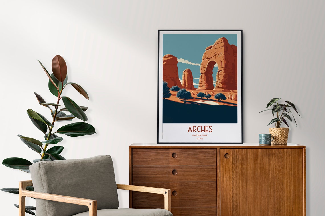Arches National Park Desert Arch Travel Poster Vintage Southwest Art - Image 2