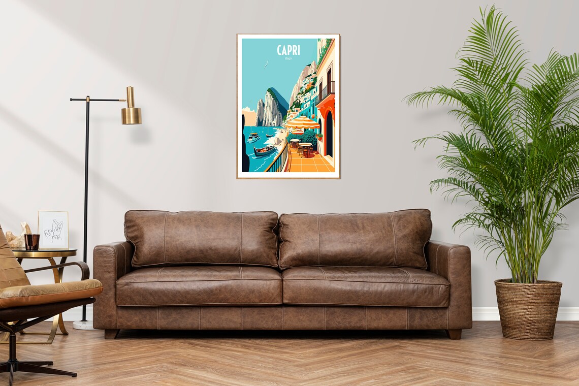 Capri Italy Faraglioni Rocks Terrace Cafe Retro Travel Poster - Image 2