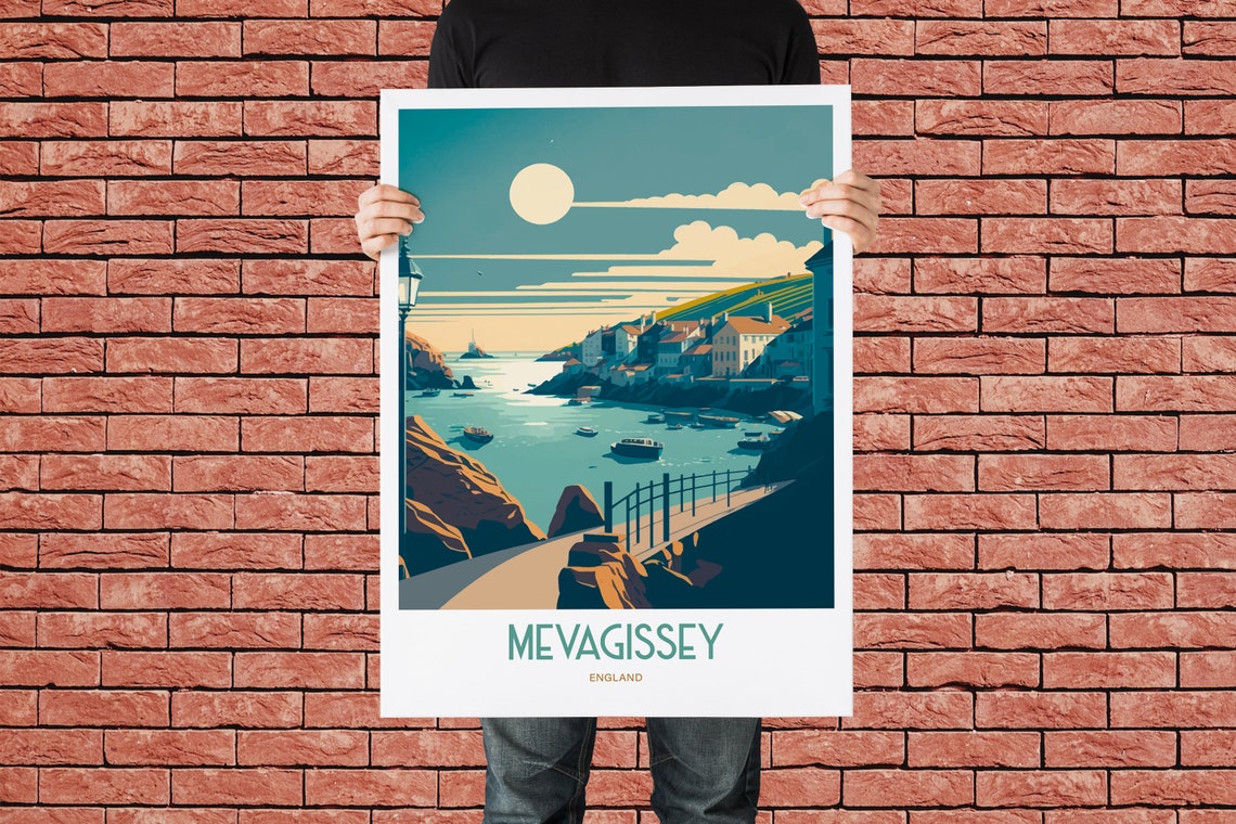 Mevagissey Travel Print Mevagissey Travel Art Uk Travel Print English Travel Poster Mevagissey Village Travel Print - Image 2