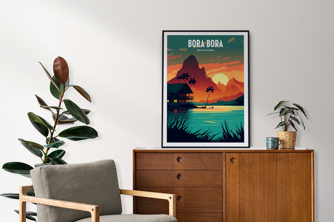 Bora Bora Travel Poster, French Polynesia Travel Art - Image 2