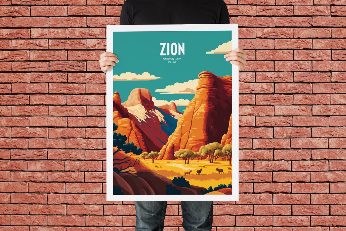 Zion National Park Travel Print National Park Travel Art Zion Travel Print Usa National Park Zion Travel Poster - Image 4