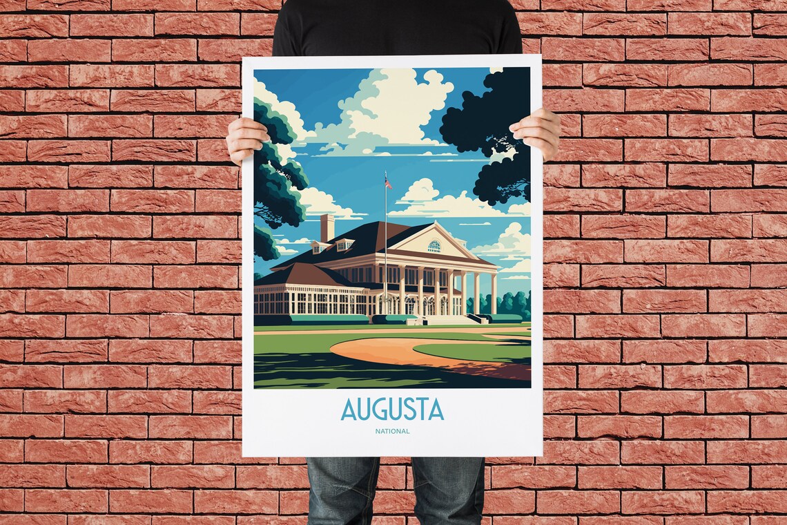 Augusta National Golf Clubhouse Sunny Day Vintage Travel Poster - Image 2