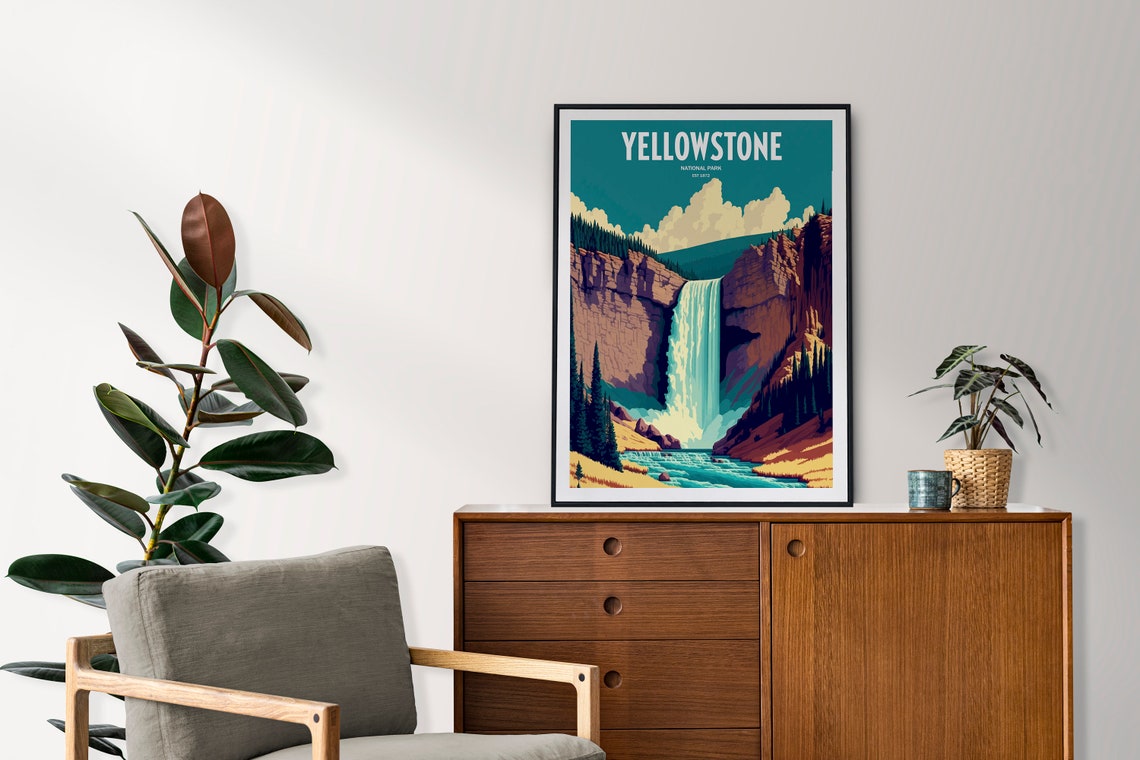 Yellowstone National Park Travel Print National Park Travel Art Yellowstone Travel Print Usa National Park Yellowstone Travel Poster - Image 2