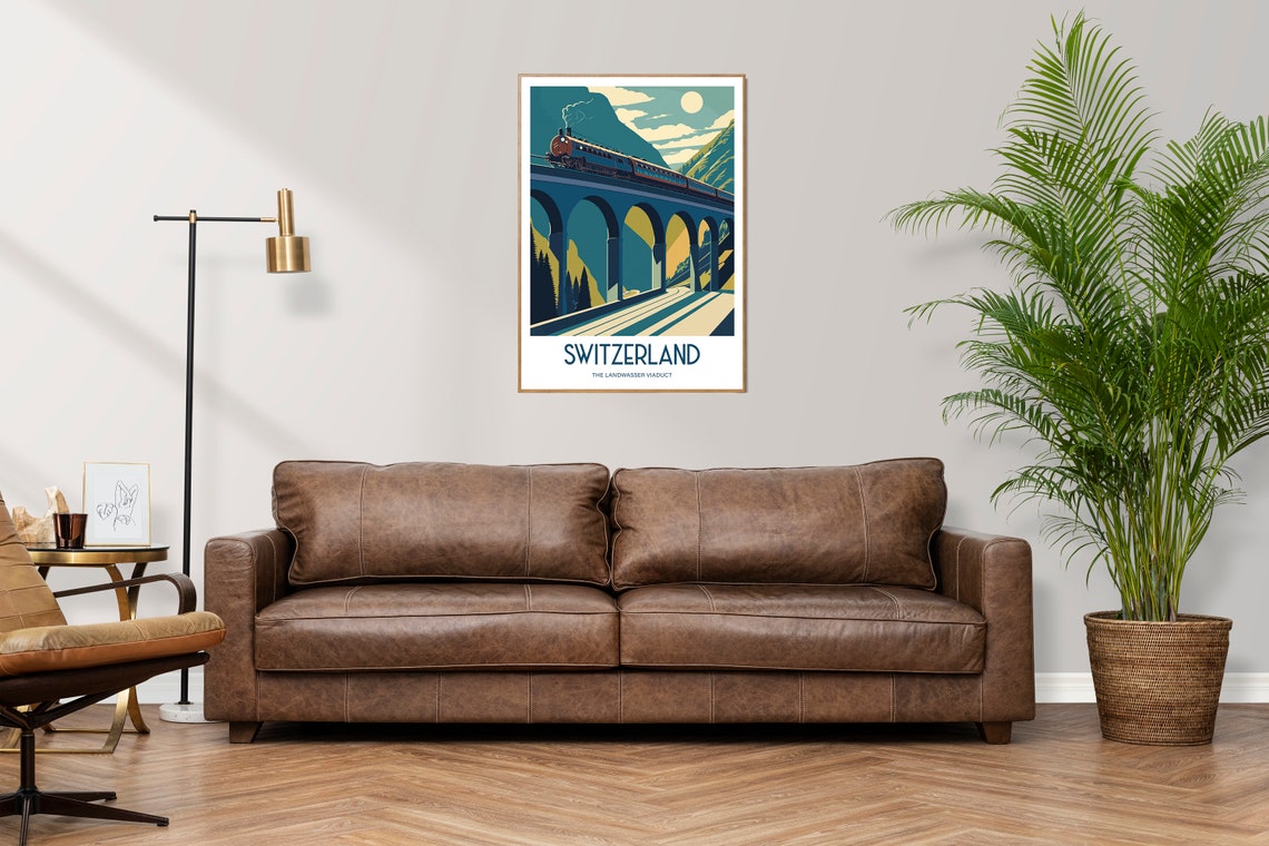 Switzerland Landwasser Viaduct Train Vintage Alpine Travel Poster - Image 2
