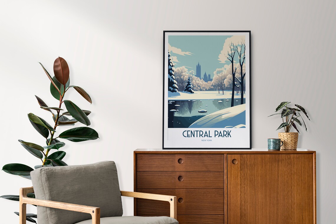 Winter Central Park New York Travel Poster - Image 2