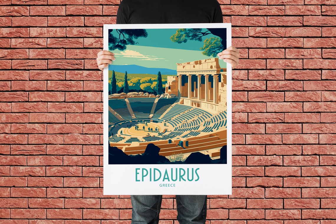 Epidaurus Greece Ancient Theater Stone Ruins Vintage Travel Poster - Image 2
