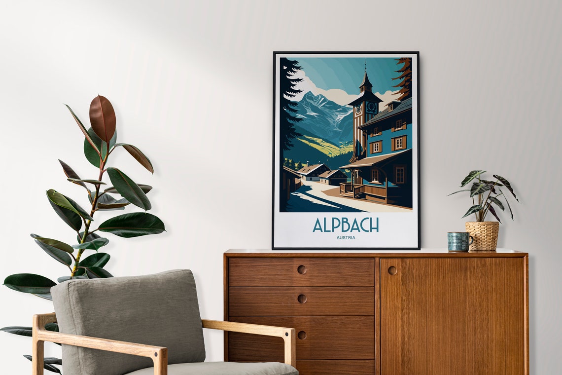 Alpbach Austria Alpine Village Clock Tower Vintage Travel Poster - Image 4