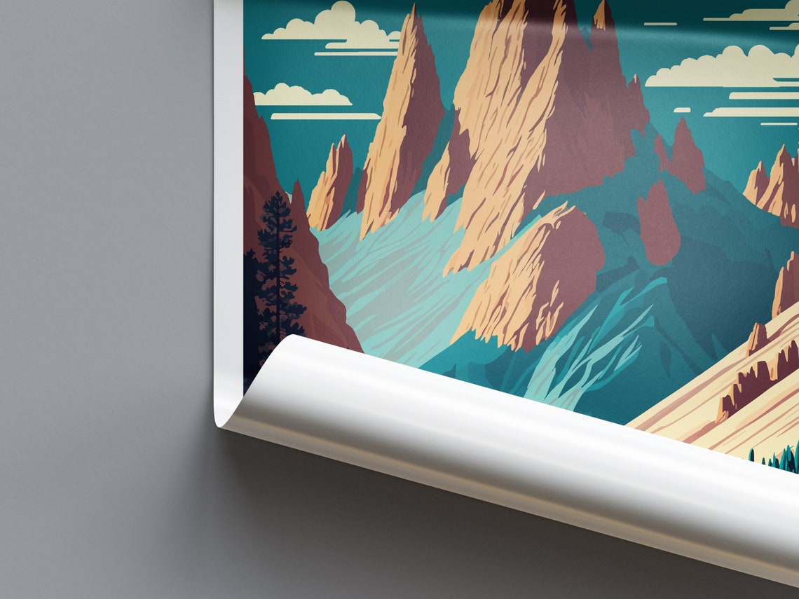 Dolomites Italy Retro Travel Poster with Alpine Lake and Peaks - Image 3