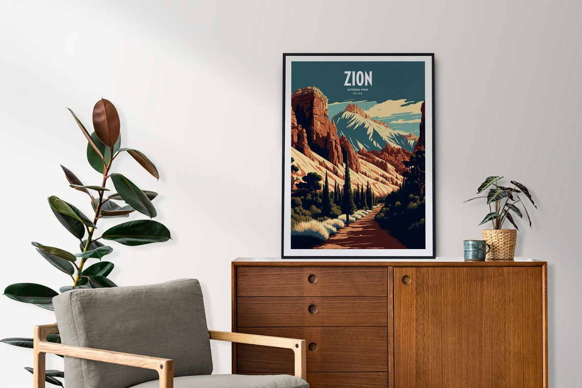 Zion National Park Travel Print National Park Travel Art Zion Travel Print Usa National Park Zion Travel Poster - Image 2