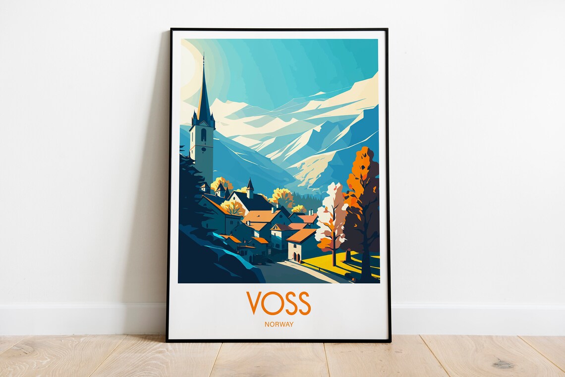 Voss Travel Poster, Norway Wall Art Print