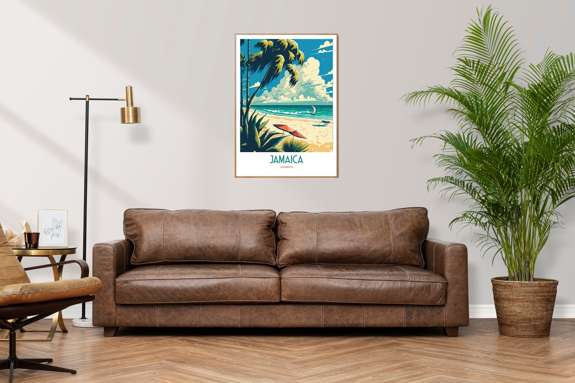 Jamaica Island Travel Print Caribbean Travel Art Tropical Caribbean Travel Print Jamaica Travel Art Jamaica Palm Trees Travel Poster - Image 3