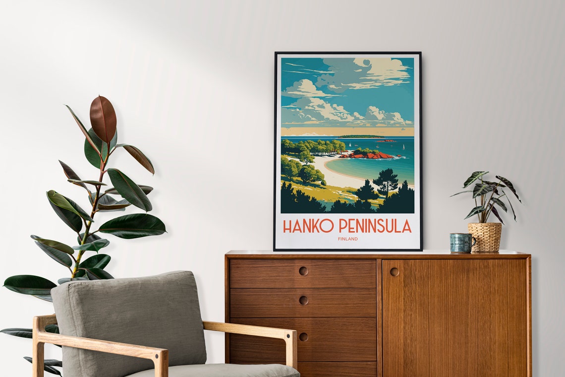Hanko Peninsula Finland Sandy Beach Vintage Summer Travel Poster - Image 4