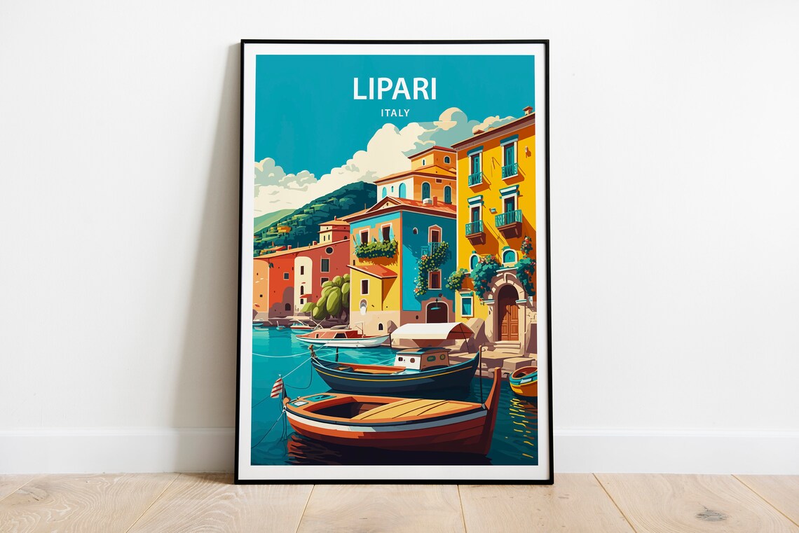 Lipari Travel Poster, Italy Wall Art Print
