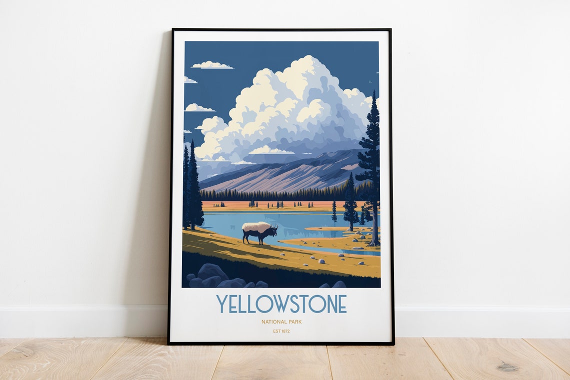 Yellowstone National Park Travel Print National Park Travel Art Yellowstone Travel Print Usa National Park Yellowstone Travel Poster