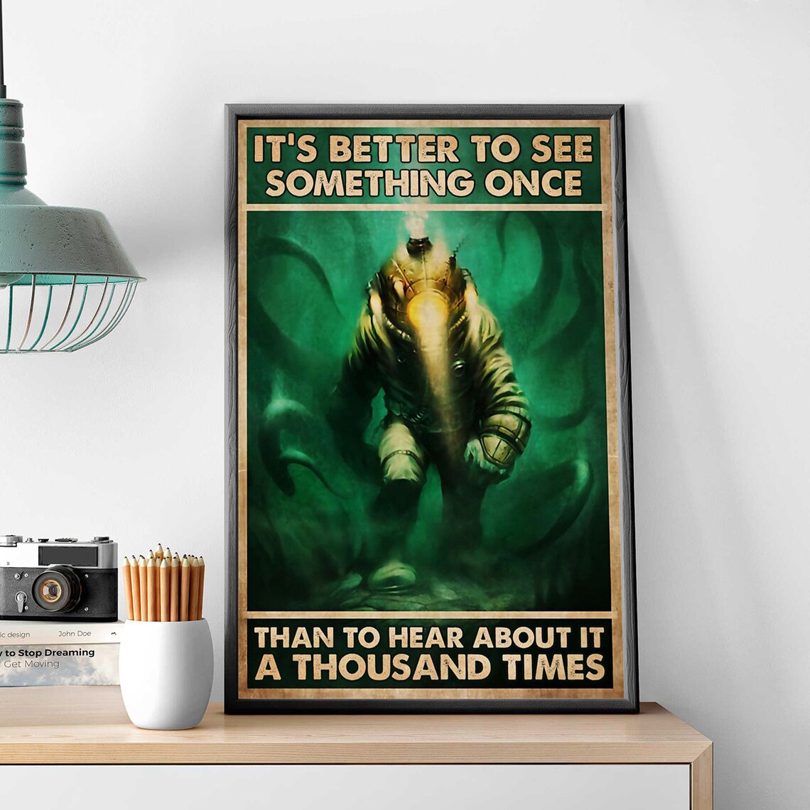 Its Better To See Something Once Vintage Deep Sea Diver Ocean Poster - Image 2