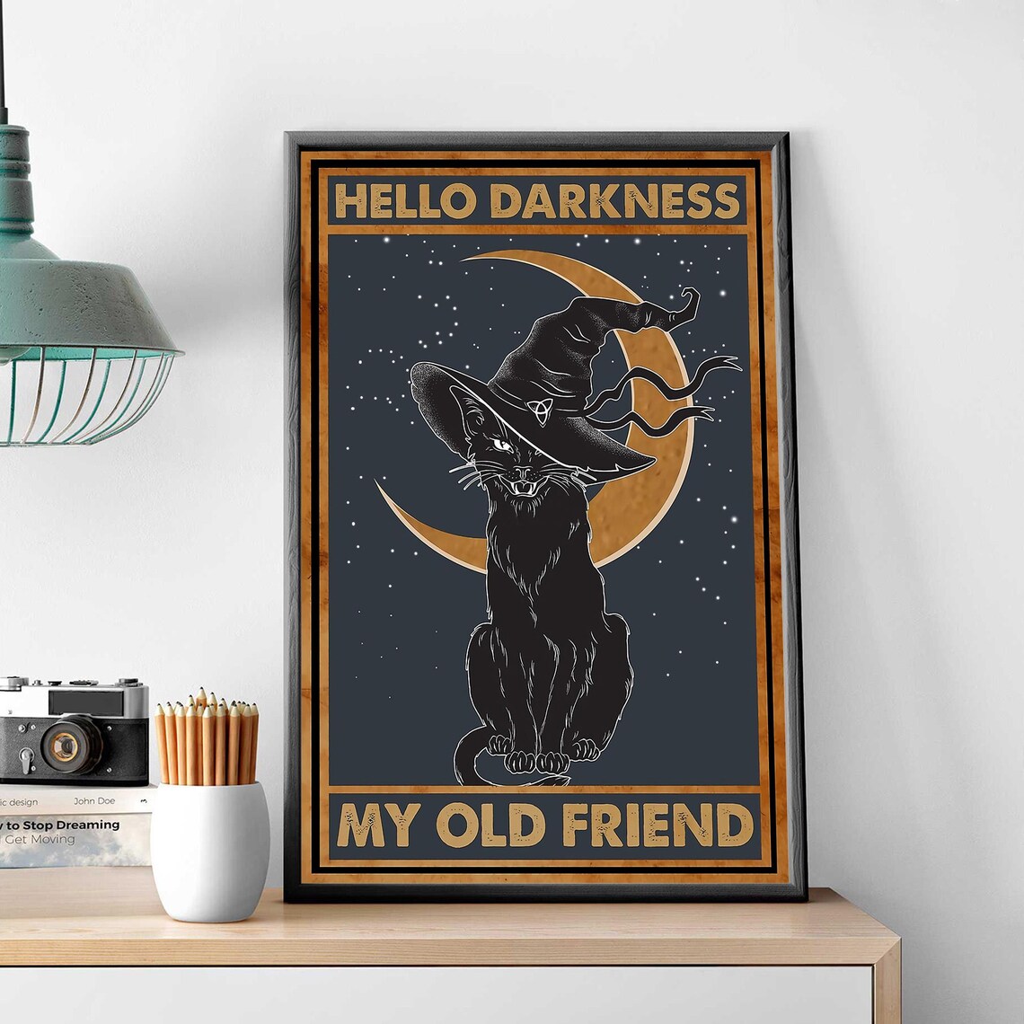 Halloween Black Cat Witchcraft Wall Art Print - Image 3