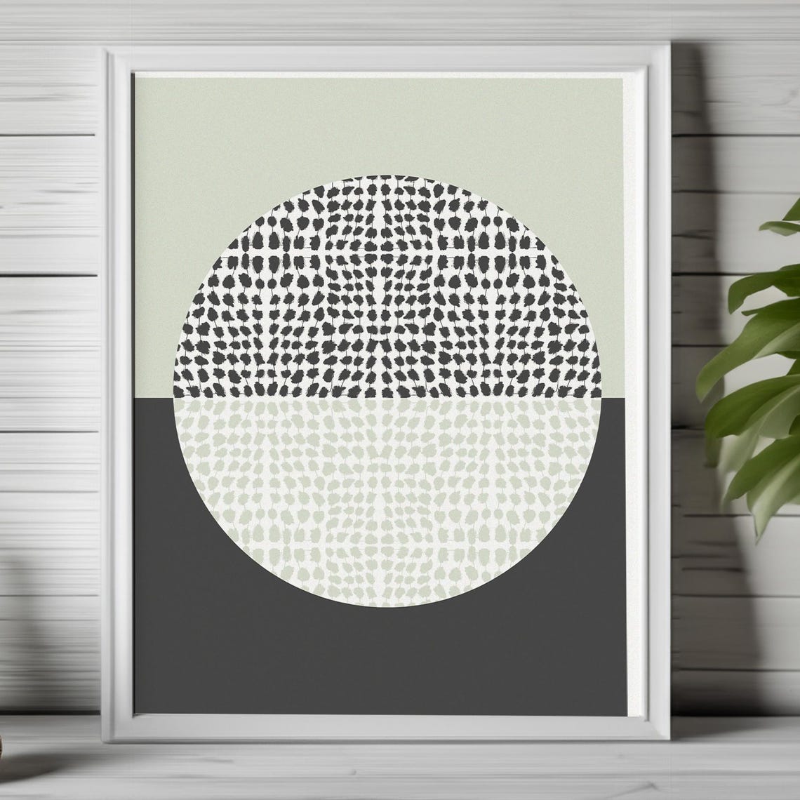Minimalist Abstract Dotted Circle Sage Green Neutral Modern Art Poster - Image 2
