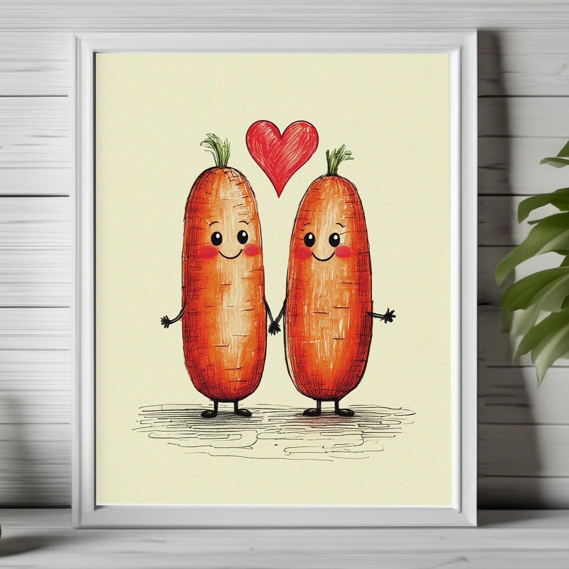 Carrot Art Kawaii Food Print Funny Kitchen Decor Quirky Wall Art Funny Vegetables Print Whimsical Food Cute Veggie Print 123