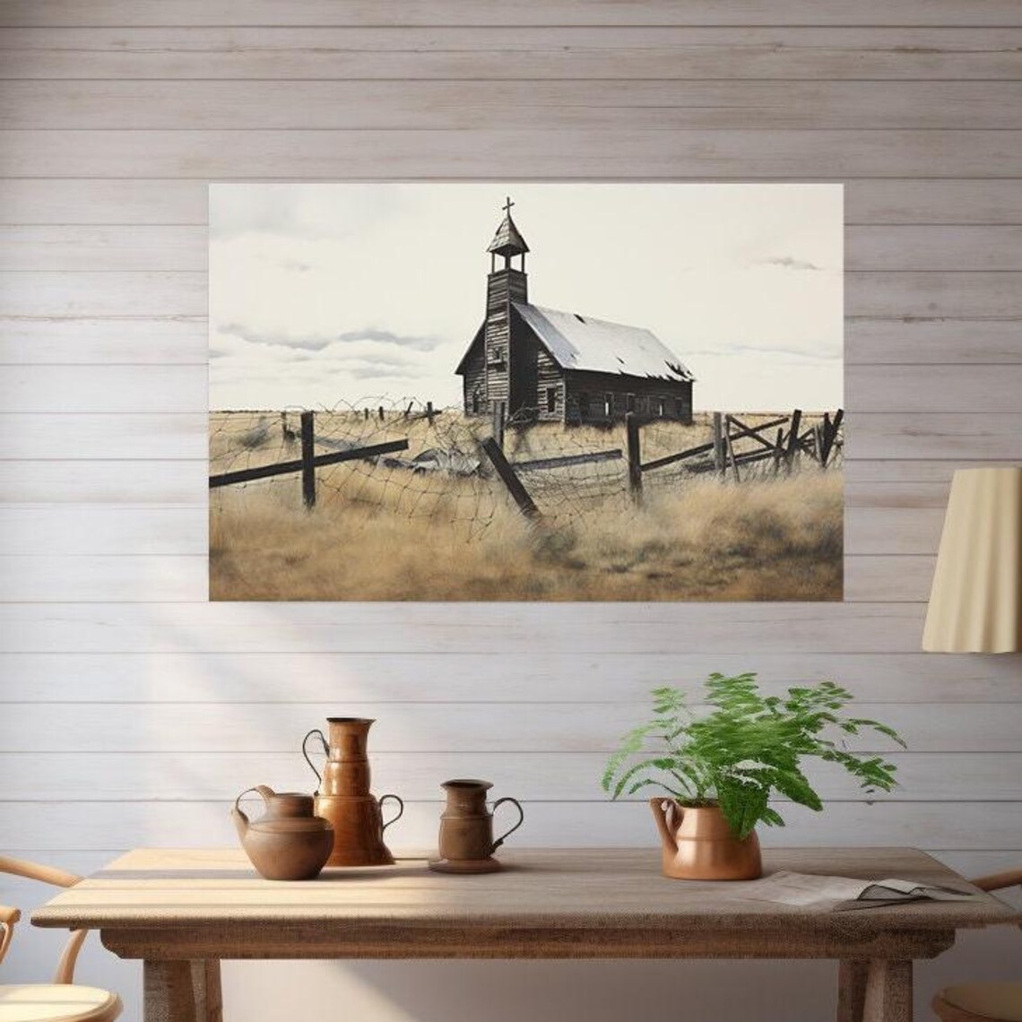 Rural Church, Modern Farmhouse Gallery Wall Art Print - Image 3