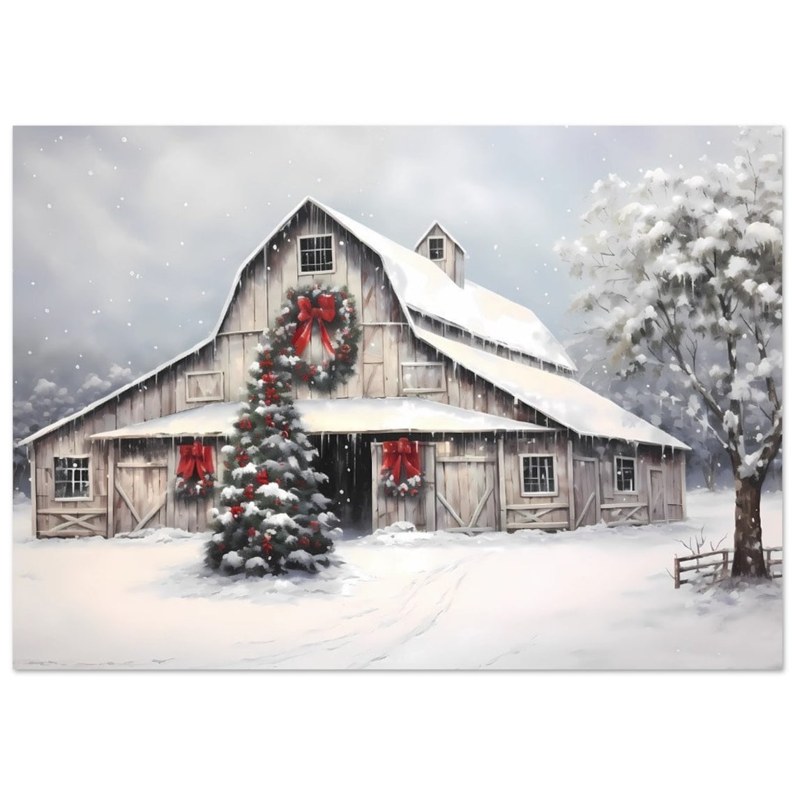 Weathered Barn Christmas, Modern Farmhouse Art Print - Image 3