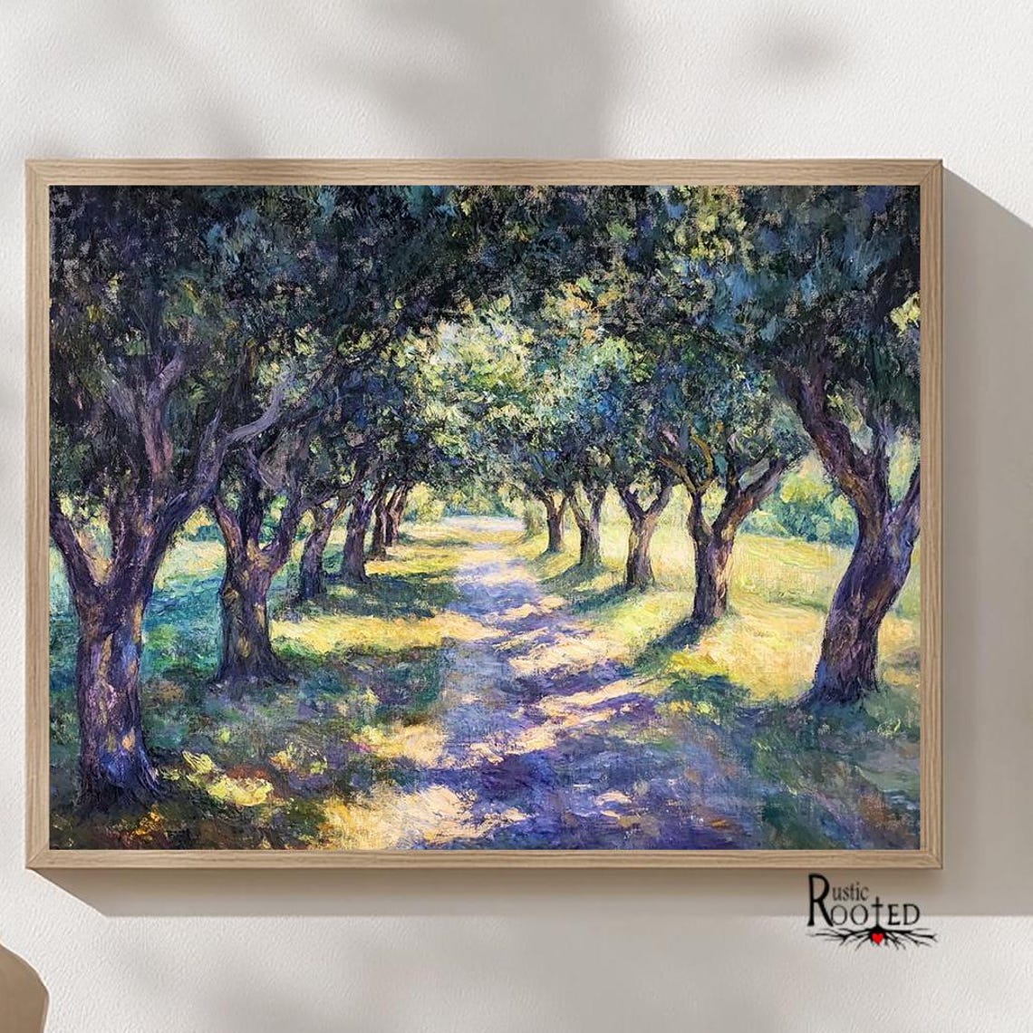 Impressionist Painting of a Sunlit Tree-Lined Country Path Poster