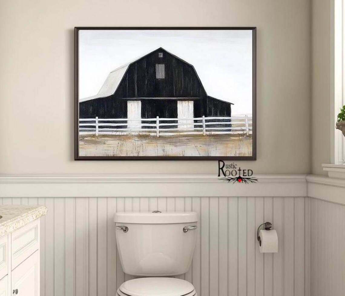 Rustic Black Barn Art Print, Modern Farmhouse