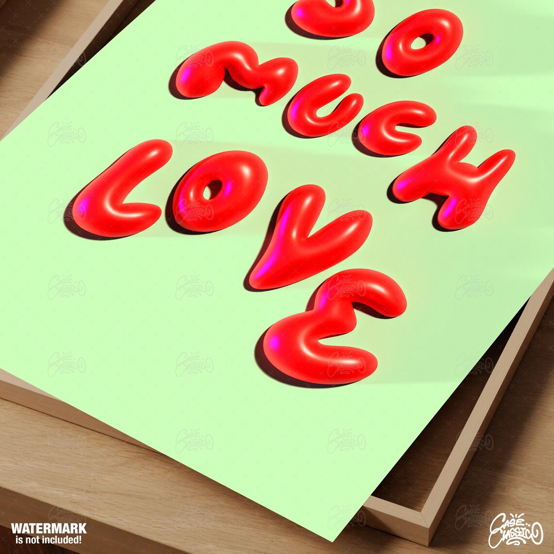 So Much Love Red 3D Balloon Letters Mint Green Quote Wall Poster - Image 3