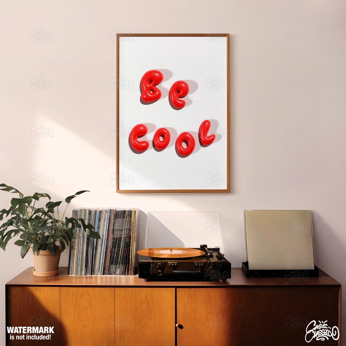 Playful Be Cool Glossy Red 3D Balloon Letters Typography Poster - Image 2