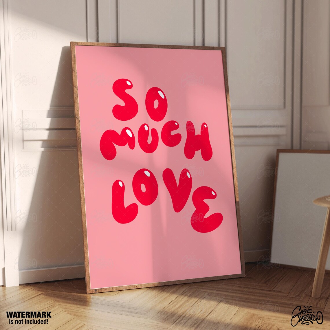 So Much Love Pink Bubble Letters Sweet Romantic Quote Poster - Image 3