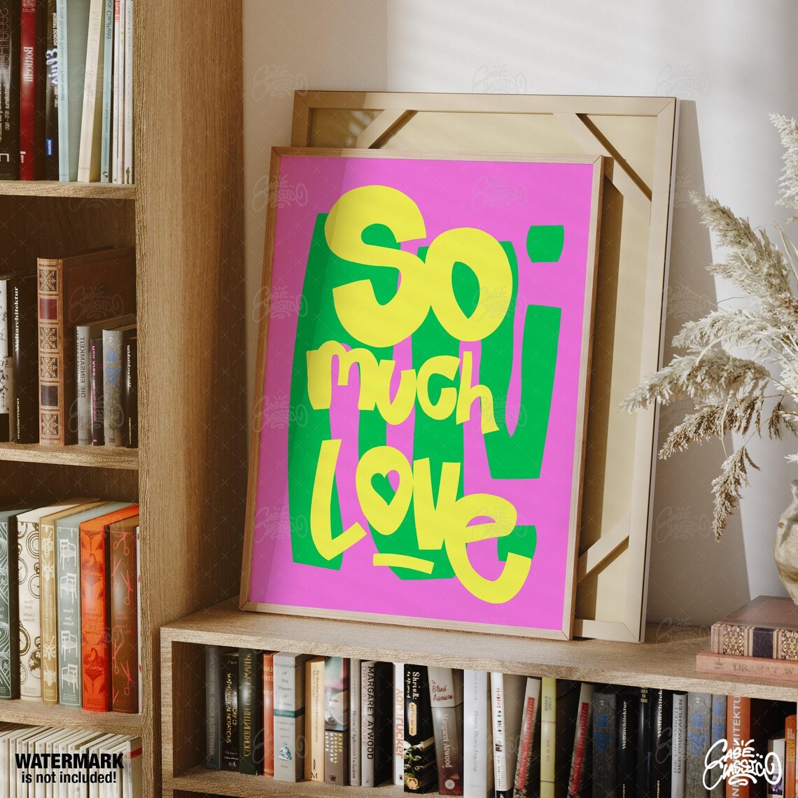 So Much Love Neon Yellow Purple Retro Typography Quote Poster - Image 4