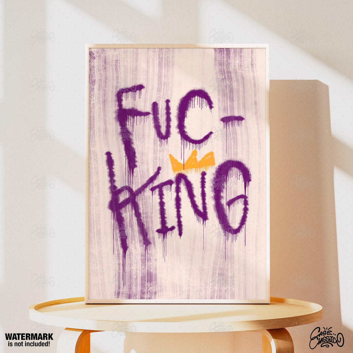 Crowned Bold Word Purple Dripping Graffiti Street Art Poster - Image 3