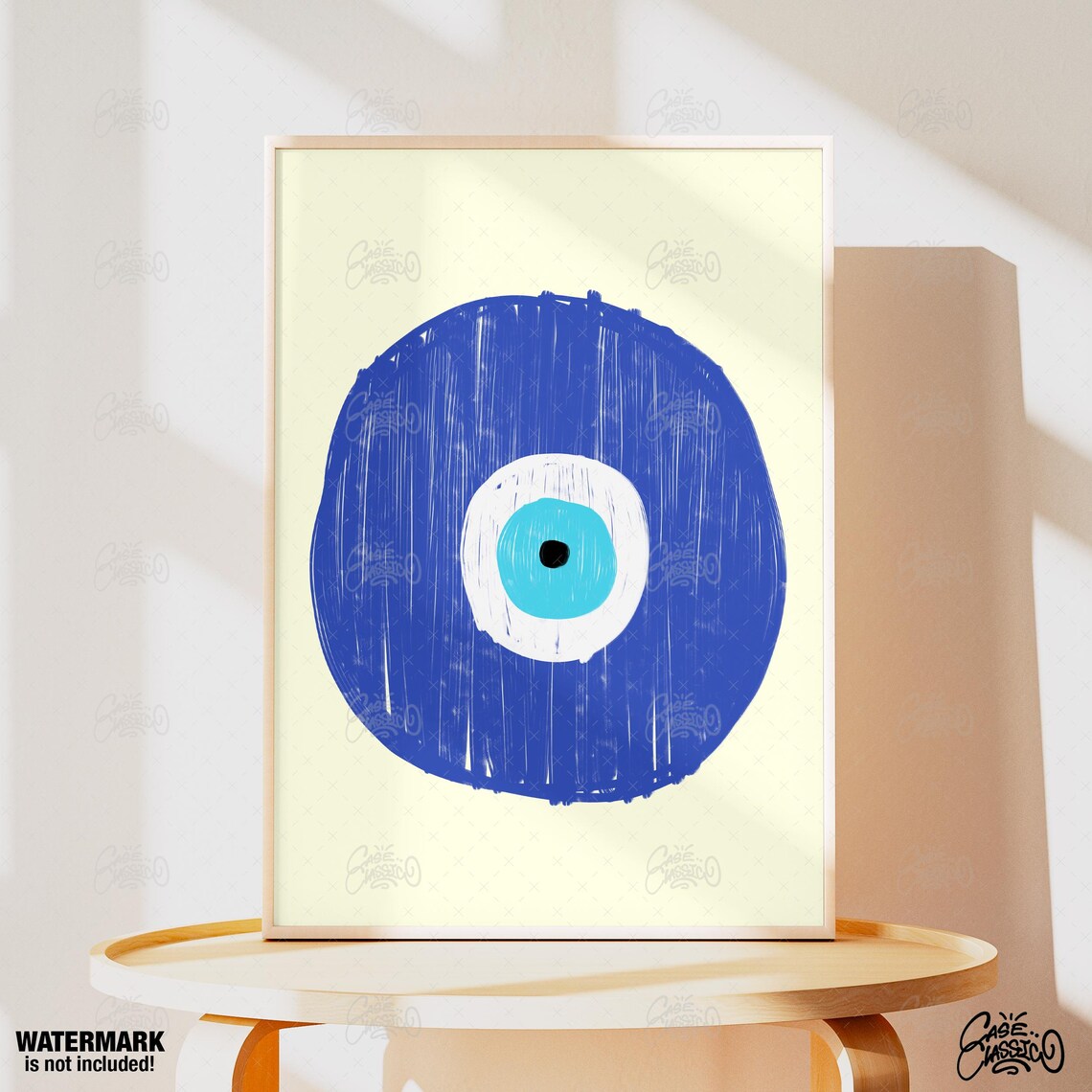 Blue Evil Eye Nazar Symbol Modern Minimalist Protection Art Print - Image 3