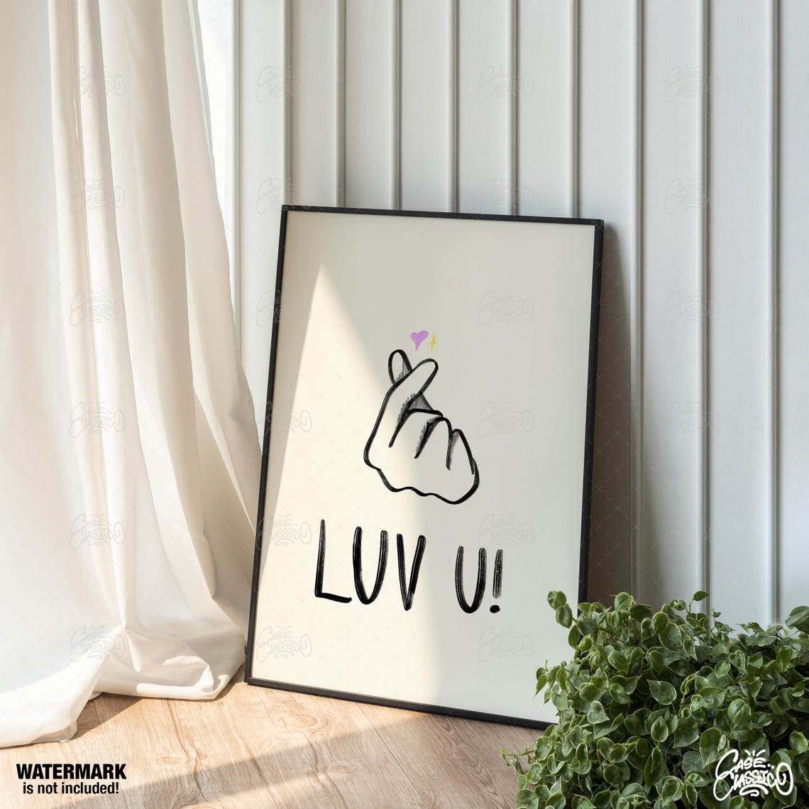 Luv U Finger Heart Trendy Wall Art Indie Room Decor Teen Girl Wall Art Aesthetic Room Decor Fine Art Prints Minimalist Wall Art