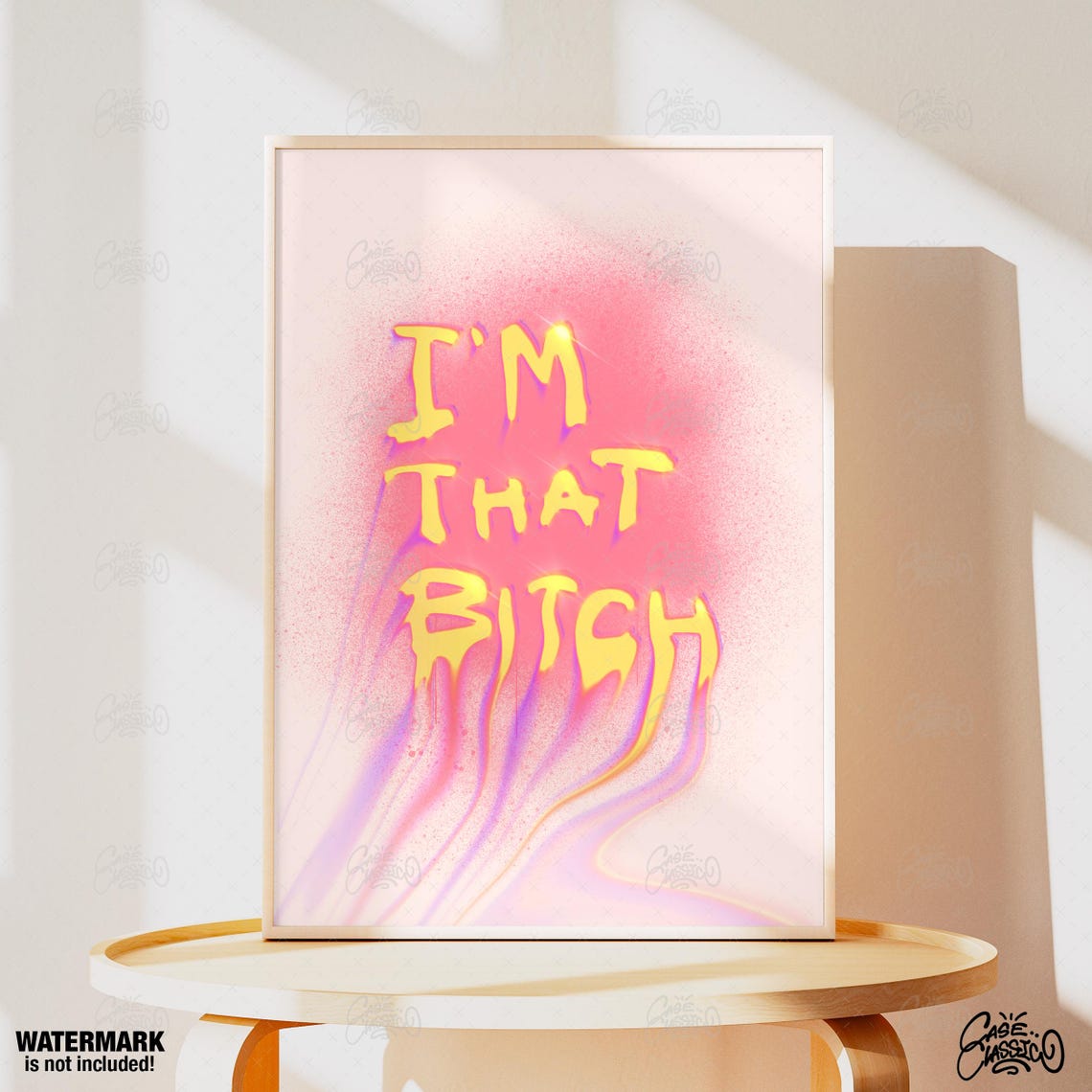 I'm That Bitch Melting Yellow Letters Pink Aura Room Wall Poster - Image 2